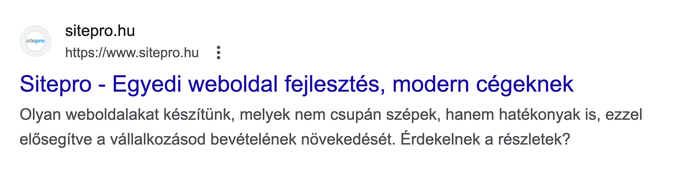 A meta tag szövegek jelennek meg a Google találati listájában is.