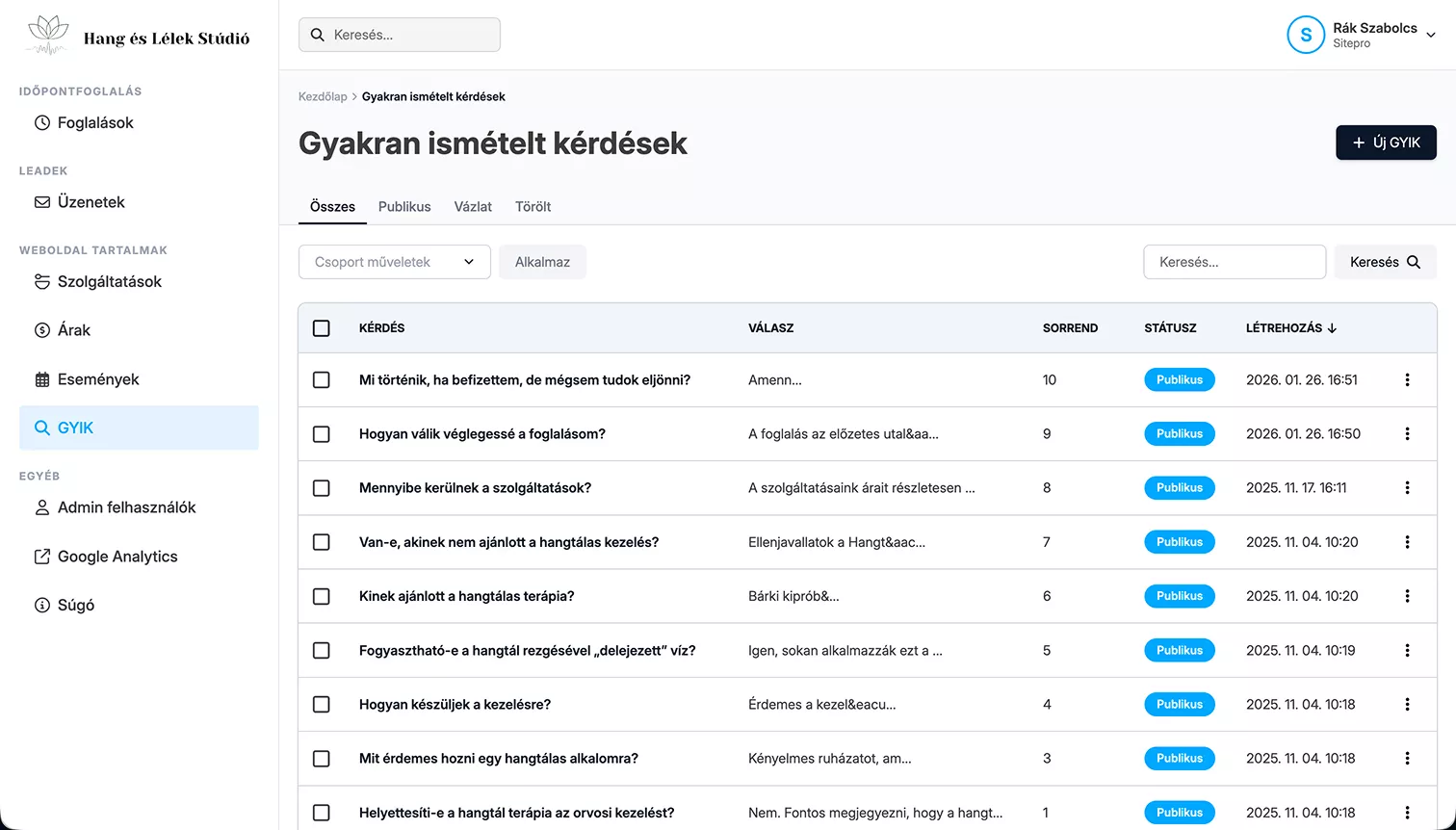 Hang és Lélek Stúdió referencia